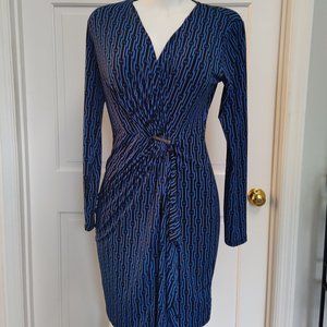 Michael Kors Faux Wrap Long Sleeve Dress EUC